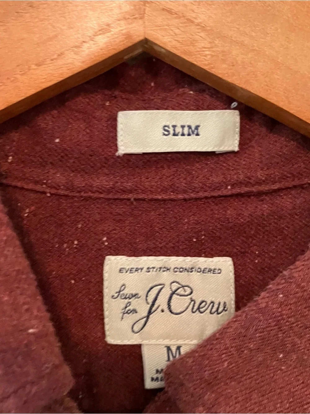 Sewn For J.Crew Mens Burgundy Speck Slim Fit Shirt Men M Button-Down Preppy